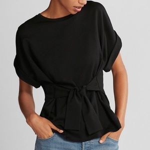 Express Black Tie-Front Top